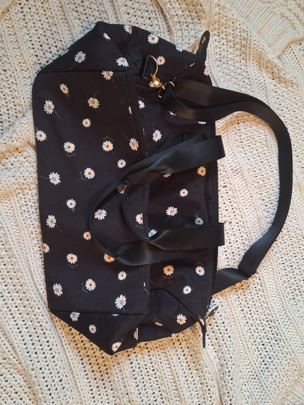 Alice + Olivia Black Daisy Print Weekender Bag